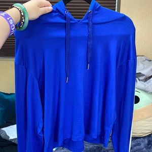 Blue Long Sleeve Crop Top